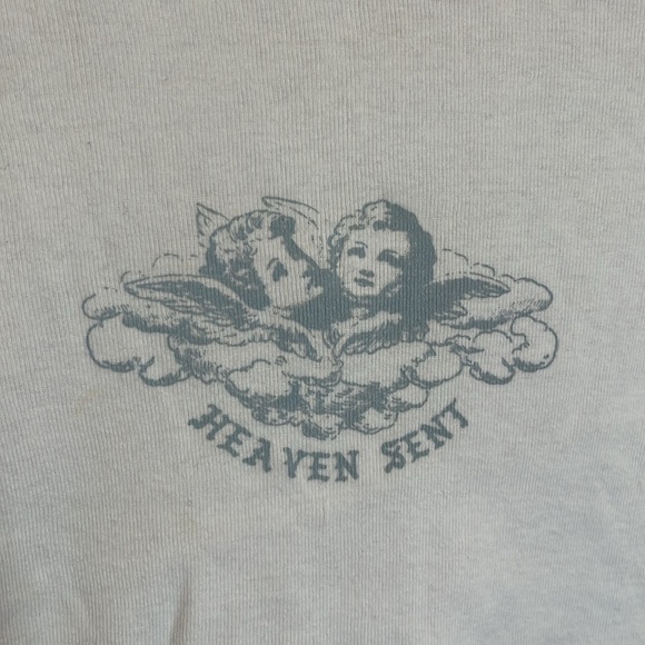 John Galt Brandy Melville White Heaven Sent Cropped Shirt - Picture 3 of 9